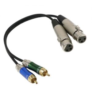 Dual XLR Female to Dual RCA Male Patch Cable Cord Audio Cable Black