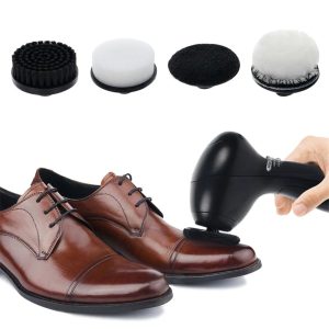 Electric Portable Shoes Polisher Cleaner with 4 Brush Heads Cleaning Brushes