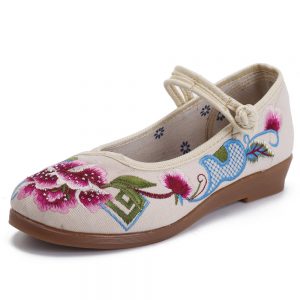 Embroidered Frog Closures Vintage Casual Flat Shoes