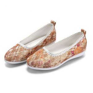 Embroidered Old Peking Soft Flat Casual Shoes