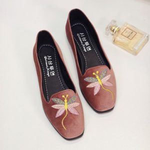 Embroidery Dragonfly Flat Casual Shoes For Women