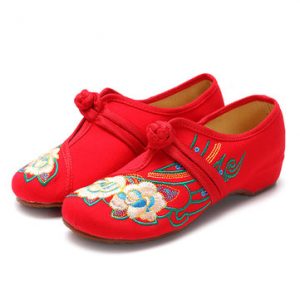 Embroidery Floral Hollow Out Canvas Flat Vintage Shoes