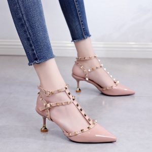 Europe And The United States New Rivets Stiletto Pointed With High Heels Female T-type Buckle Cat With Shoes 6cm Sandals