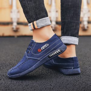 Explosion New Retro Washed Denim Laced Canvas Shoes Breathable Old Beijing Shoes Casual Men's Shoes