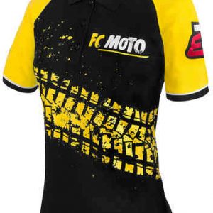 FC-Moto Corp Ladies Polo Shirt Black Yellow 2XL