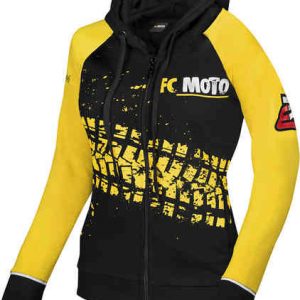 FC-Moto Corp Ladies Zip Hoodie Black Yellow 2XL