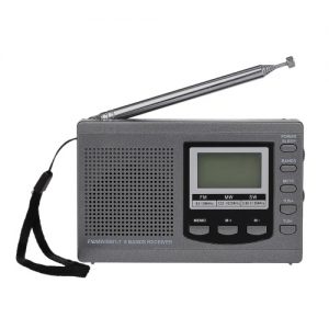 FM / AM / SW Radio Multiband Digital Stereo Radio Receiver Earphone Output Time Display Alarm Clock External Rotatable Antenna