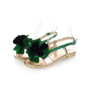 Fashion Summer Women Flat Sandal Slingback Shoes Flats Green