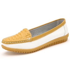 Fashion Women Flats Round Toe Slip-On Color Block Skidproof Loafers Casual Shoes