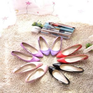 Fashion Women PU Heels Candy Color Low Cut Vamp Pointed Thin Shoes Blue