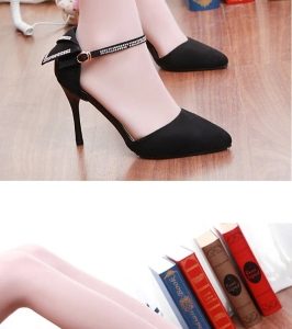 Fashion Women Summer Heels Pointed Toe Low Vamp Flat Sole Shoes Sandals Black