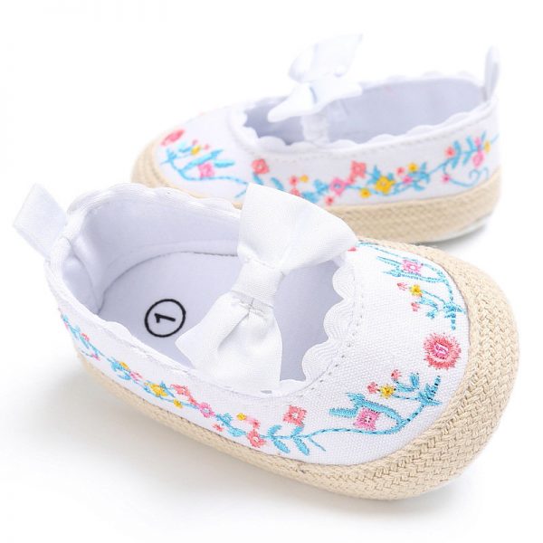 Flower Embroidery Baby Girls Flats Shoes For 0-24M