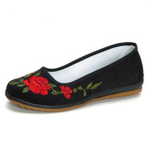 Flower Printing Soft Vintage Flat Casual Shoes For Women