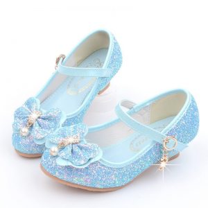 Frozenly Elsa Princess Bowknot Shining Elegant Cosplay Girl Dress Shoes