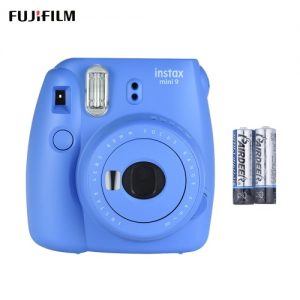 Fujifilm Instax Mini 9 Instant Camera Film Cam with Selfie Mirror 2pcs Battery, Ice Blue