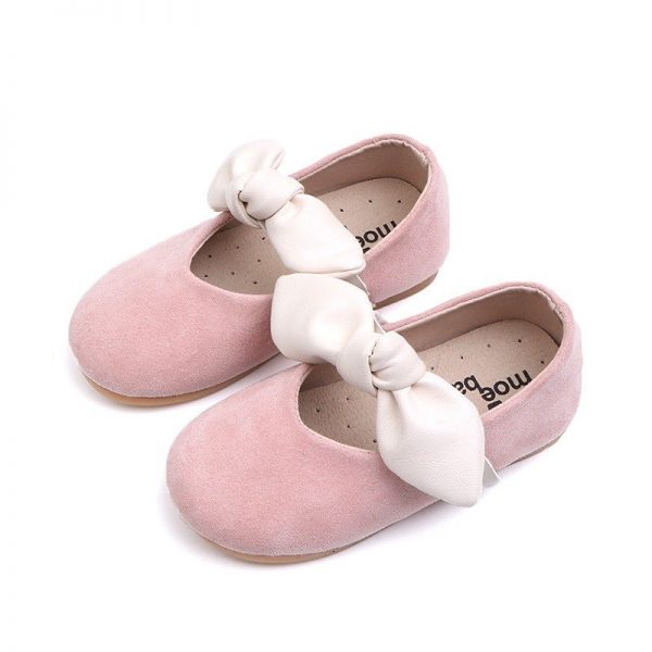 Girls Bowknot Decor Pure Color Lovely Flat Shoes