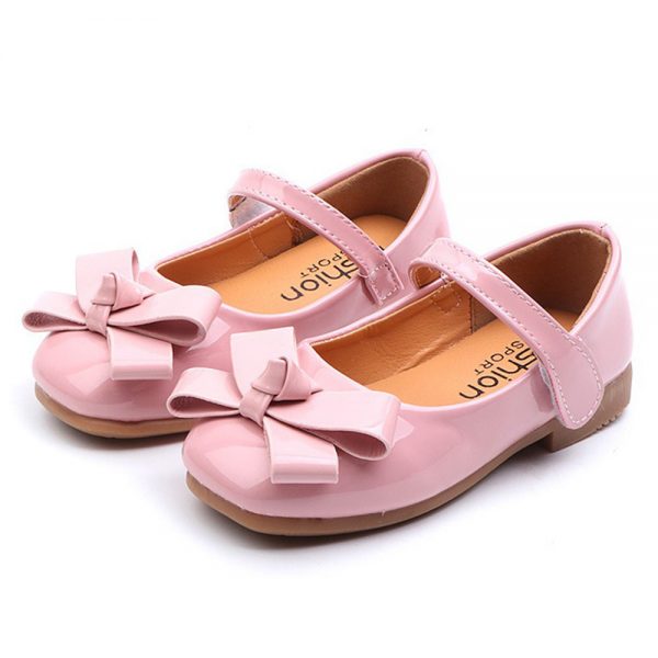 Girls Bowknot Decor Solid Color Elegant Mary Jane Shoes For Kids