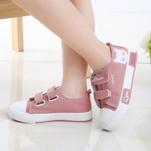 Girls Canvas Lovely Cartoon Pattern Hook Loop Flat Casual Shoes