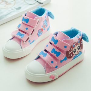 Girls Cartoon Bowknot Decor Hook Loop Lovely Casual Shoes