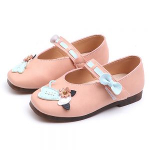 Girls Lovely Cartoon Bowknot Hook Loop Mary Jane Shoes