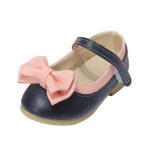 Girls Soft Leather Skid-Proof Flat Sole Mary Janes Summer Bow Shoes