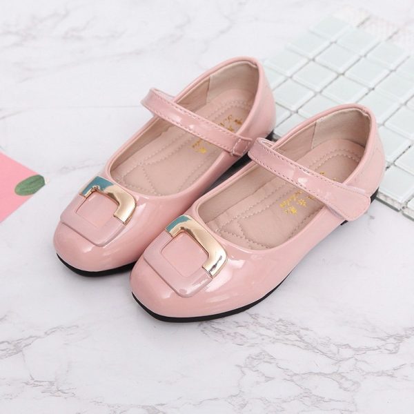 Girls Square Decor Hook Loop Elegant Mary Jane Shoes