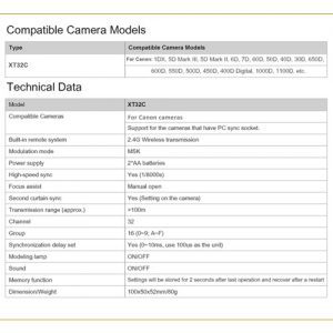 Godox XT32C Wireless Power-Control Flash Trigger Transmitter Built-in 2.4G Wireless X System 1/8000s High-Speed Sync for Canon Cameras