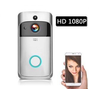 HD 1080P WiFi Smart Wireless Security DoorBell with batteries Silver