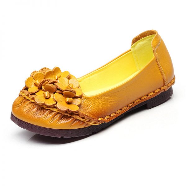 Handmade Flower Leather Retro Casual Flat Shoes