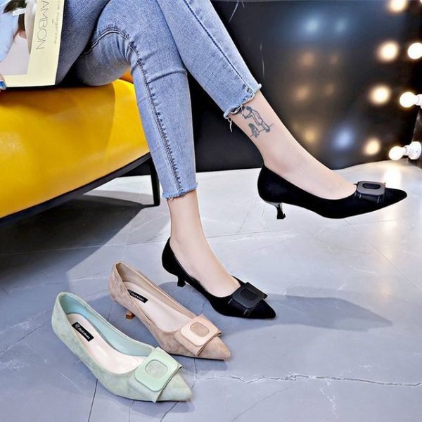 High-heeled Shoes Women's New Season Fine With Wild Net Red Pointed Shallow Mouth Sexy French Black Professional Single