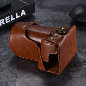 High-quality PU Leather Camera Bag Case Fullbody Cover with Adjustable Neck Strap for Canon EOS M6