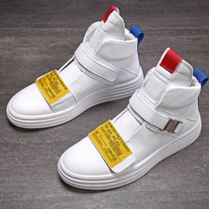 High-top Men's Shoes Hip-hop Trend Casual Shoes White Sneakers High-top Shoes Season Boots 3113-a