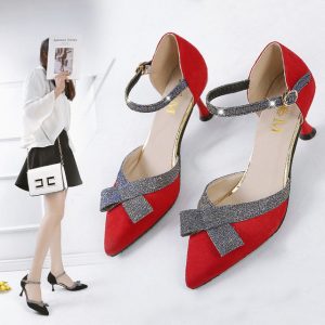 Hollow Bow Single Shoes Women's Fine With Baotou Fashion Women's Sandals Season New Buckles Thin Bag Heel