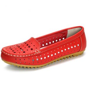 Hollow Out Comfortable Leather Loafers Soft Sole Casual Shoes