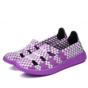 Hollow Out Knitting Weave Slip On Breathable Flat Casual Shoes