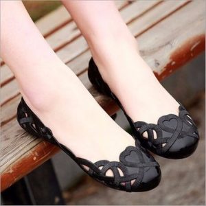 Hollow Out Strappy Breathable Folded Casual Soft Slip On Flat Shoes