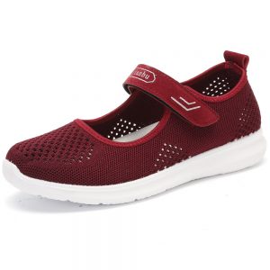 Hook Loop Mesh Comfortable Athletic Casual Flat Sport Shoes