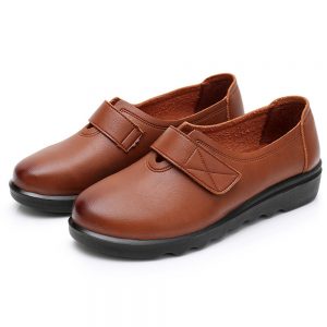 Hook Loop Pure Color Round Toe Casual Flat Shoes