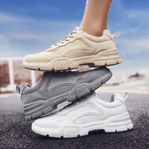 Increase Sports Shoes Men's Shoes Solid Color Shoes Suede White Shoes Thick Bottom Season Old Shoes