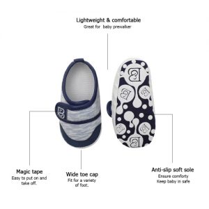 Infant Toddler Baby Boy Casual Shoes Cotton Soft Sole Non-Slip Maigc Tape Sneaker Prewalker Light Blue Size 4