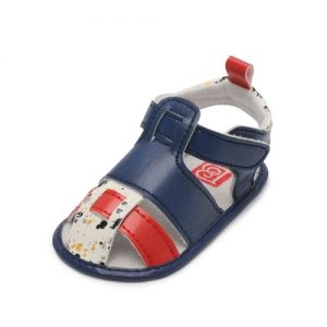 Infant Toddler Baby Shoes Boy Sandal PU Magic Tape Soft Sole Non-Slip Sneaker Prewalker For Summer Blue U.S Size 4