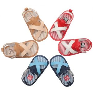 Infant Toddler Baby Shoes Sandal PU Magic Tape Soft Sole Non-Slip Sneaker Prewalker For Summer Red U.S Size 6