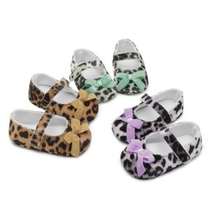 Infant Toddler Baby Shoes Soft Sole Non-Slip Leopard Print Bowknot Prewalker Green U.S Size 4