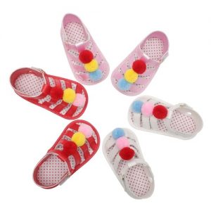 Infant Toddler Baby Summer Shoes Girl Sandals Soft Sole Non-Slip Colorful Pompon Prewalker White Size 4