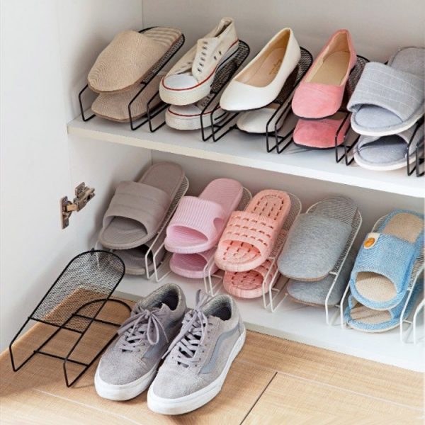 Iron Double Layers Shoe Rack Integrated Shoe Storage Rack