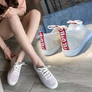 Ji Xiaobai Shoes Female New Students Wild Shoes Mesh Surface Hollow Day Ventilation Sports Flat Shoes