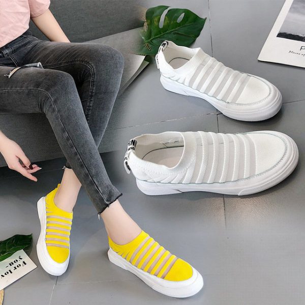 Joker Breathable Sports Shoes Women Ulzzang Knit Single Mesh New One Pedal Ins Tide