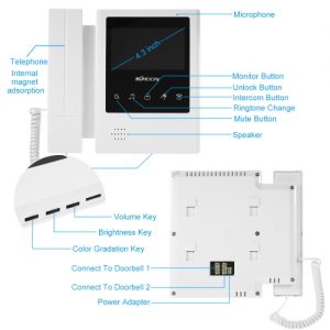 KKmoon 4.3 inch Wired Video Doorbell Visual Intercom