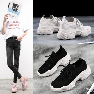 Knitted Breathable Old Shoes Women's Season New Thick Bottom Ins Trend Sports Shoes Wild