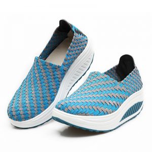 Knitted Platform Rocker Sole Casual Flat Walking Shoes